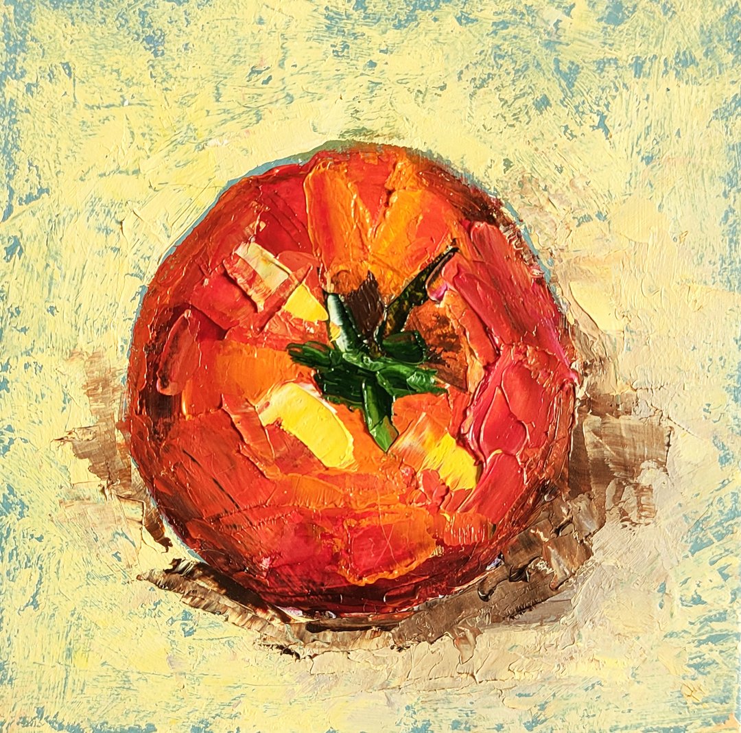 Tomato Original Painting, Kitchen Small Still Life, Fruit Wall Art, Food Art - 海报/装饰画/版画 - 其他材质 红色