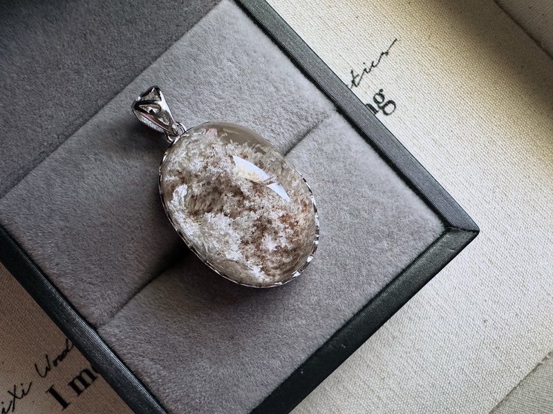 白粉幽灵水晶吊坠 s925银 - 项链 - 水晶 