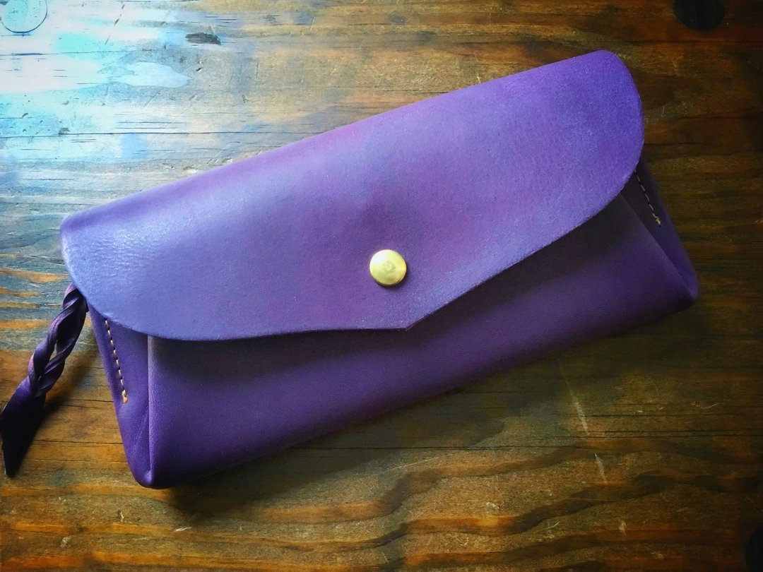 12 Italian leather cards long wallet series-envelope viola - 皮夹/钱包 - 真皮 紫色