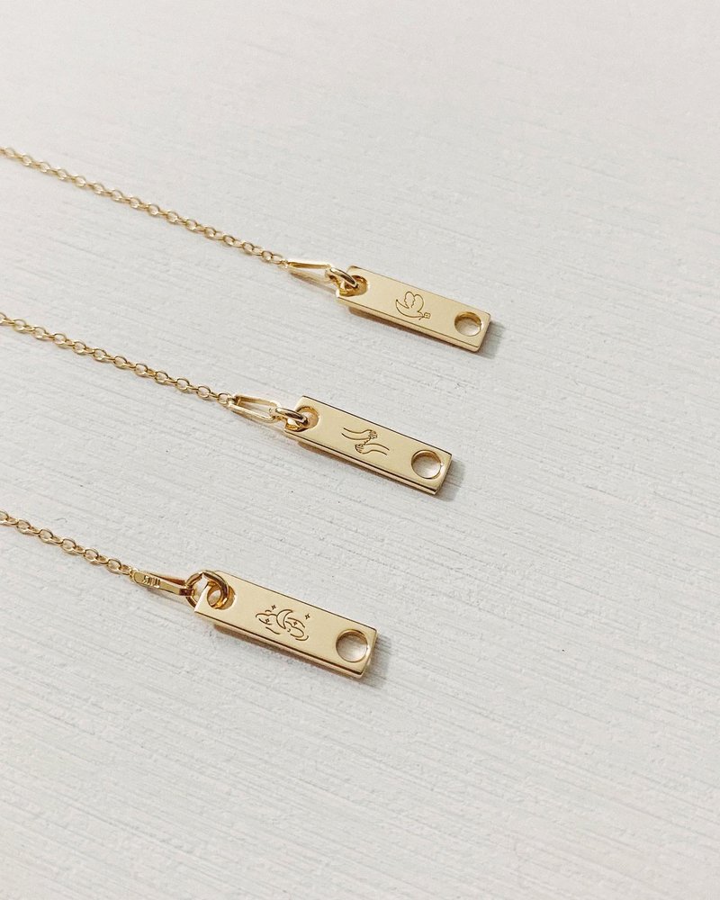 纯银箴言吊牌手链 / 金 / 银礼物定制 - 手链/手环 - 纯银 金色