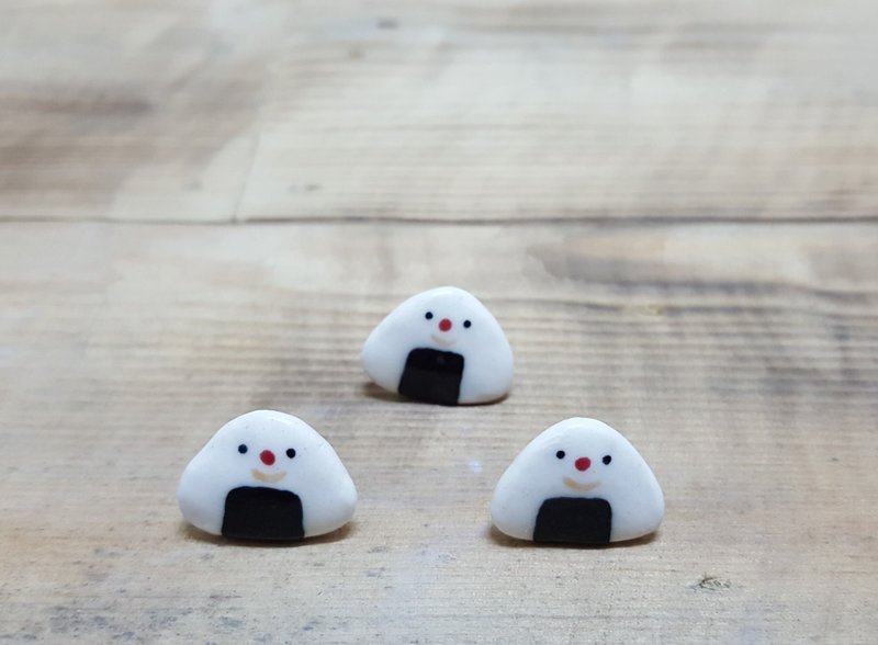 小饭团  陶瓷耳环 - 耳环/耳夹 - 瓷 黑色