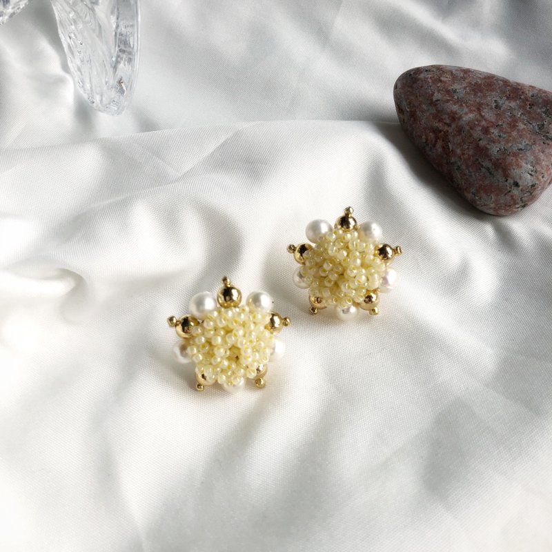 24kgp黄色马卡龙淡水珍珠耳夹耳环 - 耳环/耳夹 - 珍珠 黄色