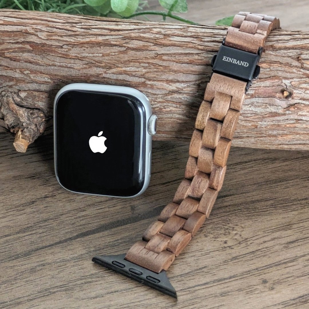 【木制表带】EINBAND AppleWatch 天然木表带 木质表带 14mm【胡桃木】 - 女表 - 木头 咖啡色