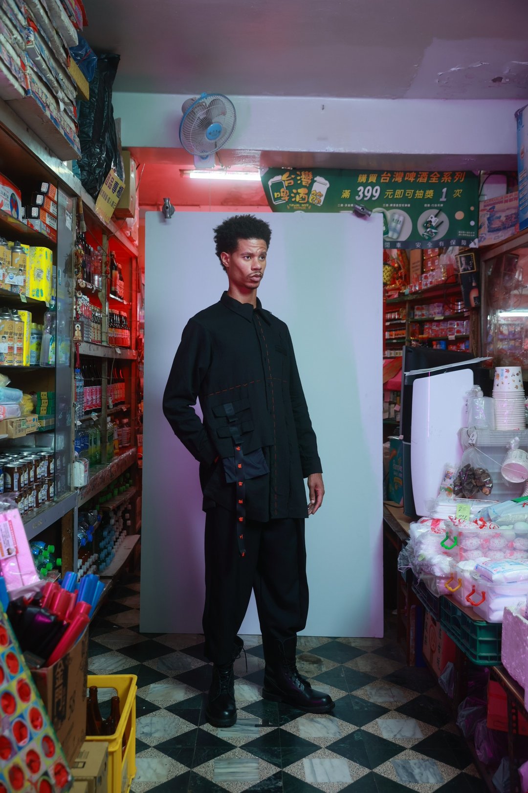 21AW INF 层次挡片束带衬衫 - 男装衬衫 - 棉 黑色