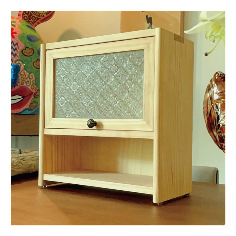 经典海棠花玻璃桌上柜 小厨柜 化妆柜 精油柜 (原木) - 收纳用品 - 木头 