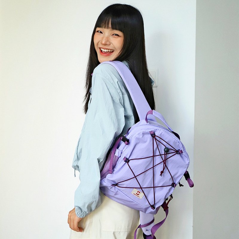 春游系列雙肩后背包 登山徒步短途旅行戶外迷你背包 丁香粉紫S码 - 后背包/双肩包 - 聚酯纤维 紫色