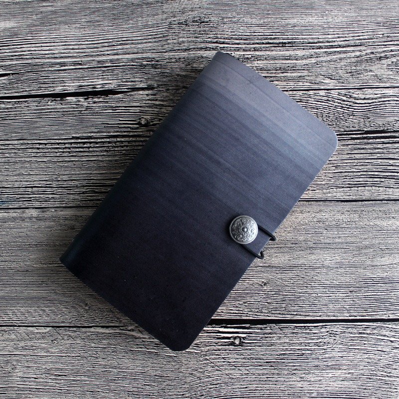 头层牛皮 黑色渐层染色 A5 A6 A7活页笔记本 真皮记事本免费刻字 - 笔记本/手帐 - 真皮 黑色