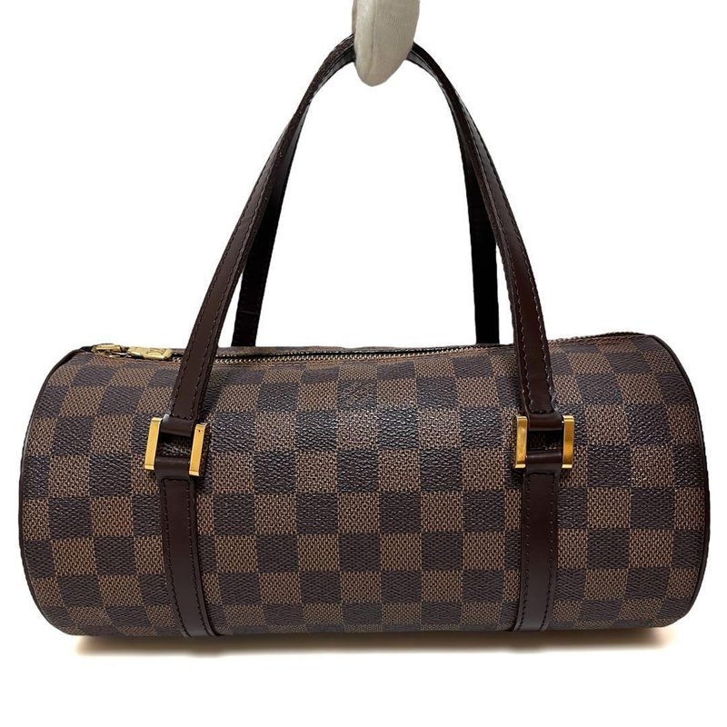 正品 Louis Vuitton 路易威登 Papillon 26 PM 手提包 棋盘格 PVC 皮革 棕色 Ebène N51304 二手 - 手提包/手提袋 - 其他材质 咖啡色