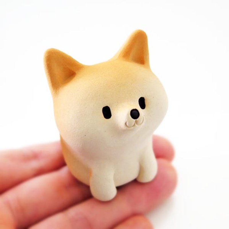Shibawan paperweight perched Sitting 1 Shiba Inu ornament - 摆饰 - 粘土 橘色