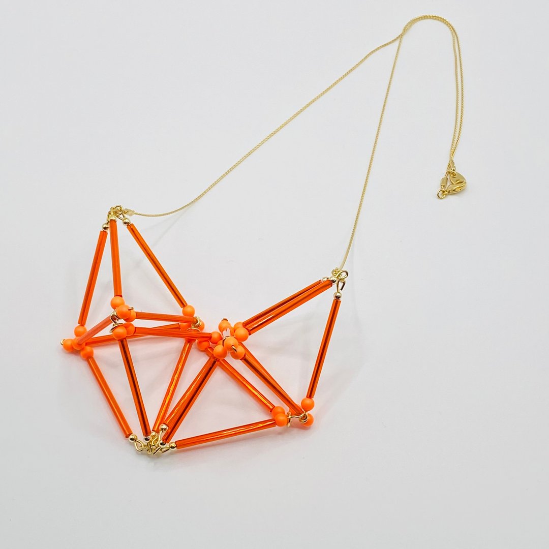 3D Heart NECKLACE【Orange】 - 项链 - 玻璃 橘色