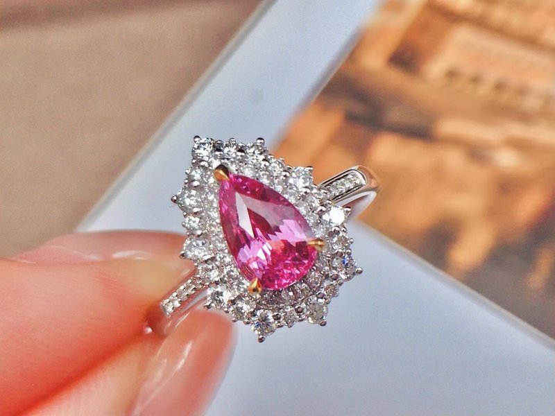 奥斯珠宝 无烧帕帕拉恰戒指1.04克拉 - 戒指 - 宝石 