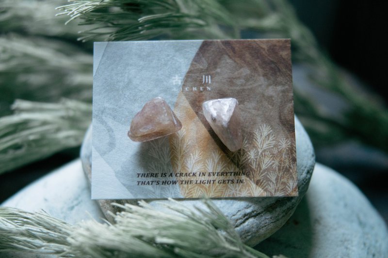 CRACK | 矿物系耳环 |  EARRINGS - 耳环/耳夹 - 玉石 粉红色