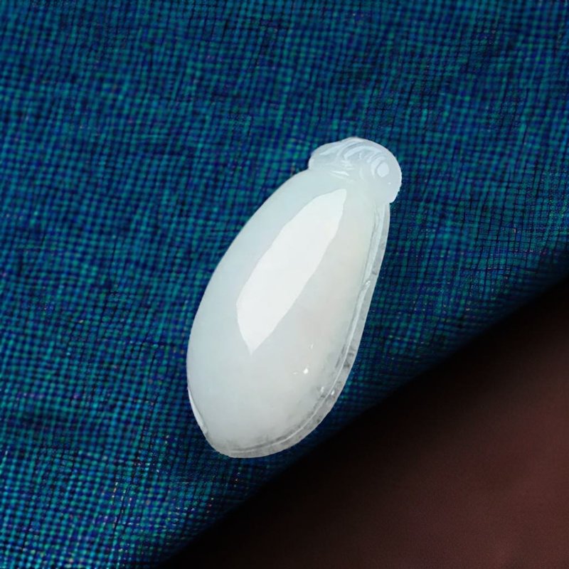 冰糯翡翠福瓜 | 天然缅甸玉翡翠A货 | 送礼 - 金工/饰品 - 玉石 白色