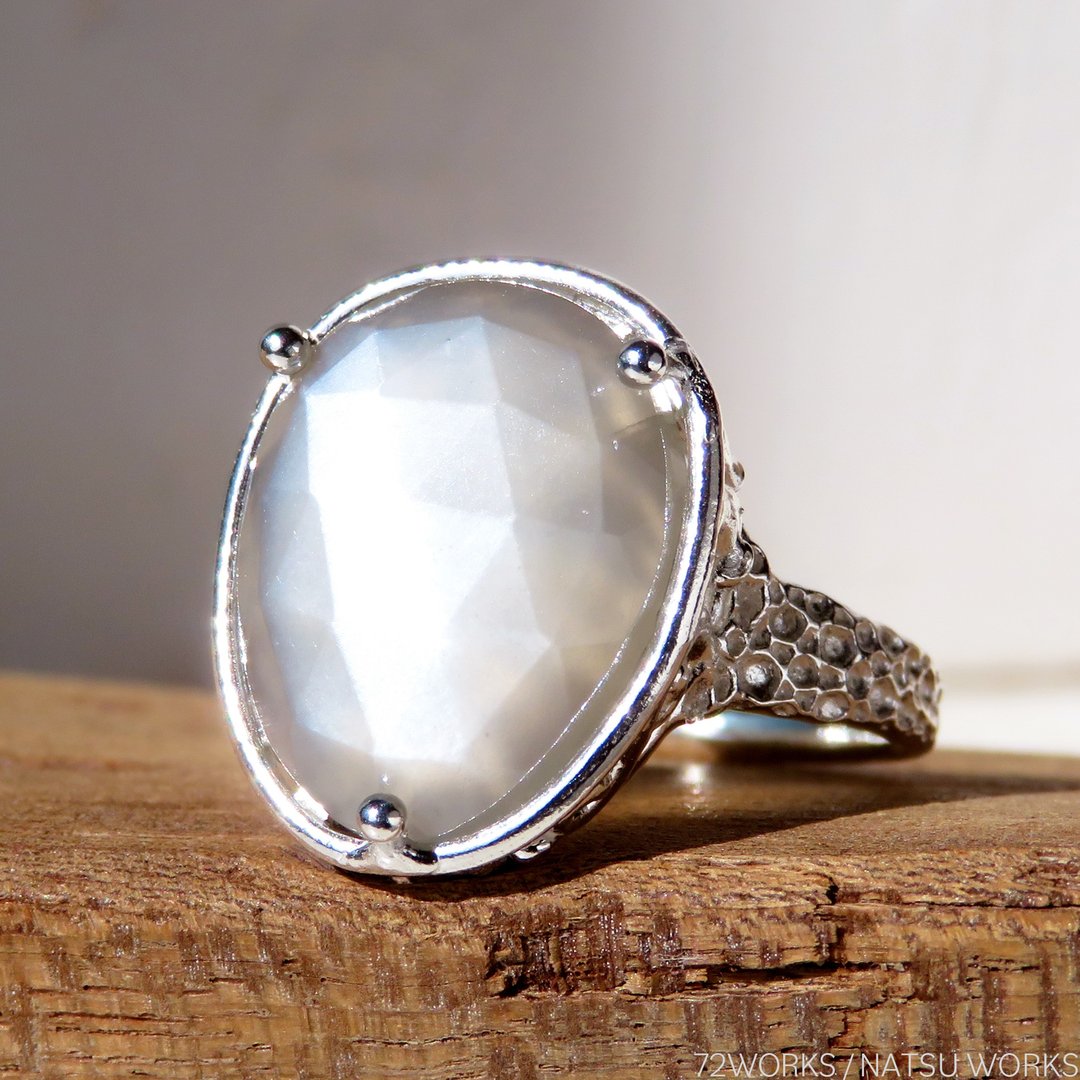 Gray Moonstone Ring - 戒指 - 宝石 灰色