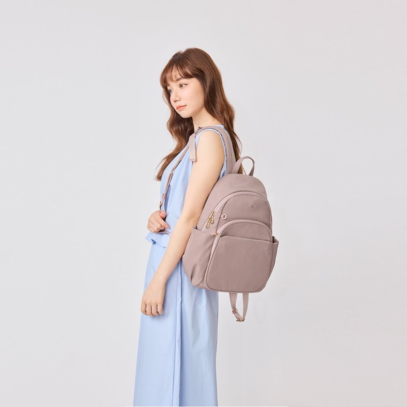 后背包-米娜多层防泼水后背包(中款)-6605-27-多色任选 - 后背包/双肩包 - 尼龙 紫色