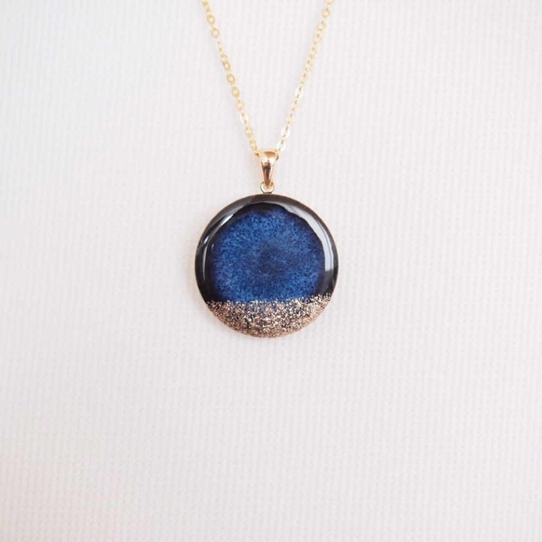 Plump Mino ware long necklace - 项链 - 瓷 蓝色