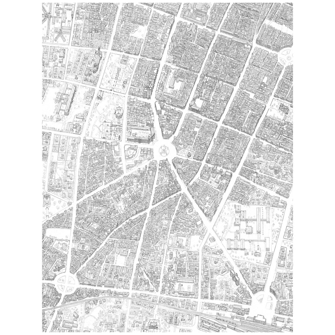 史迹台南城手绘地图 - 墙贴/壁贴 - 纸 白色