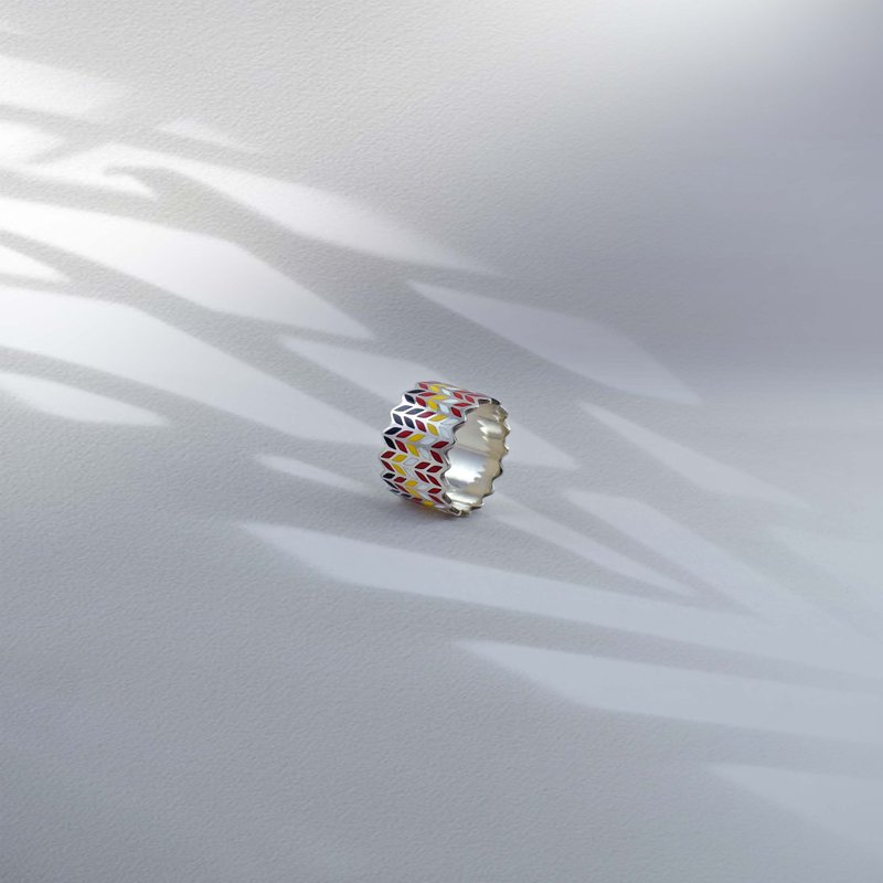 【彩虹】heartwarming enamel ring-暖心珐琅戒指 - 戒指 - 银 多色