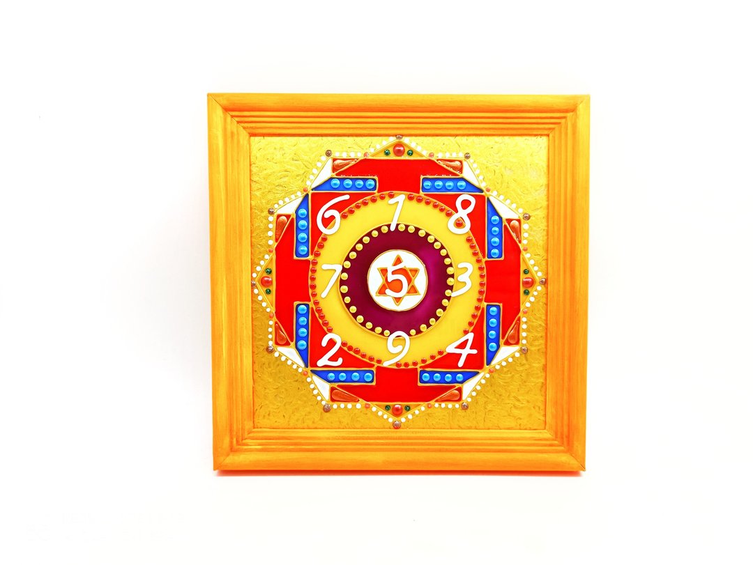 太阳Yantra Surya行星命理yantras家庭艺术冥想瑜伽装饰 - 墙贴/壁贴 - 玻璃 橘色