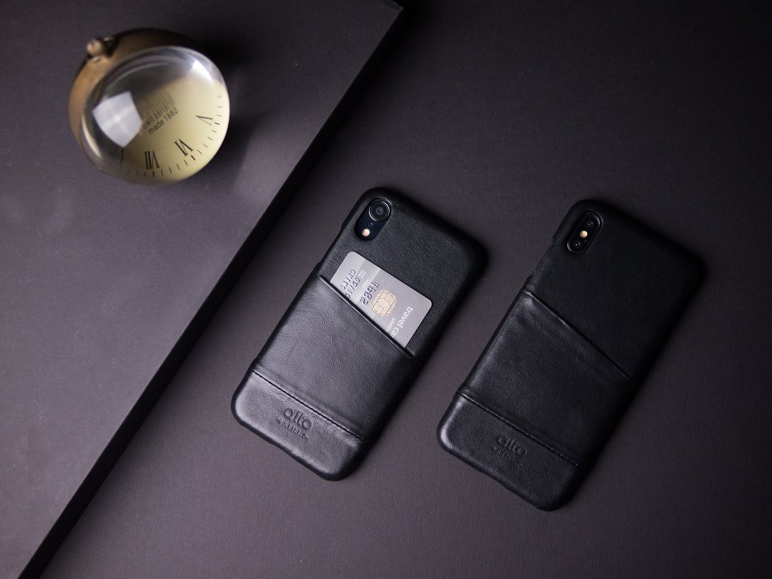 【换季特卖】插卡皮革手机壳 iPhone X/Xs/XR/XsMax -黑 - 手机壳/手机套 - 真皮 黑色