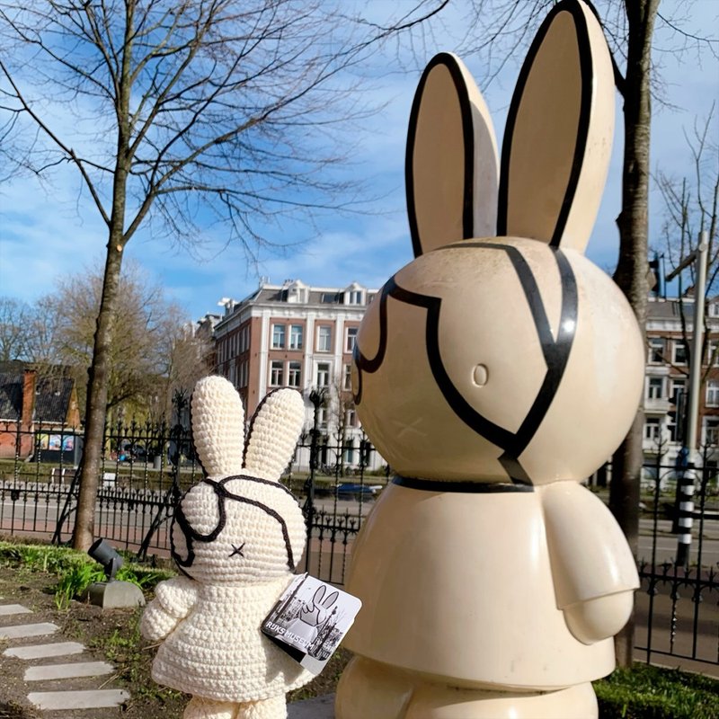 荷兰 Just Dutch | Miffy 米飞兔 编织娃娃 和平 米飞 - 玩偶/公仔 - 棉．麻 白色