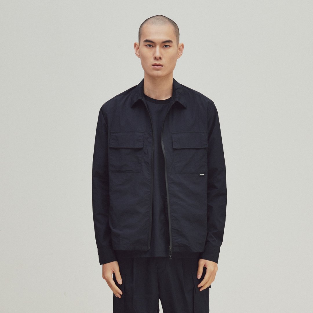 EVOLVE(D) - RE-NYLON - Crinkle zipper coat (black) - 男装外套 - 尼龙 黑色