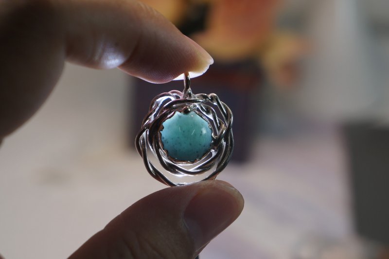 999纯银翡翠坠子 爱的分寸 - 项链 - 纯银 银色