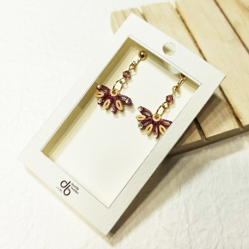 纸工艺 衍纸 卷纸 手作饰品—椭扇. 妥善 - 耳环/耳夹 - 纸 红色