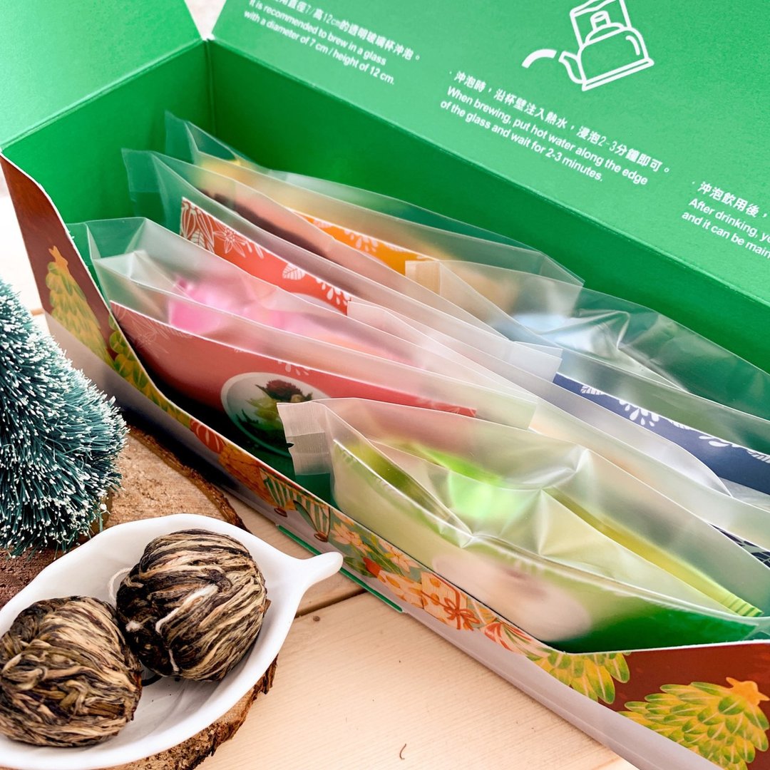 【交换礼物】2019圣诞节。开花茶六入裸包装礼盒*2组入 - 茶 - 新鲜食材 红色
