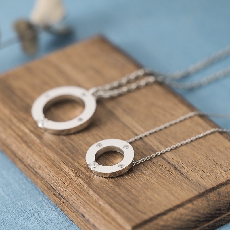 2 pieces set) Round pair necklace Silver 925 - 项链 - 其他金属 银色