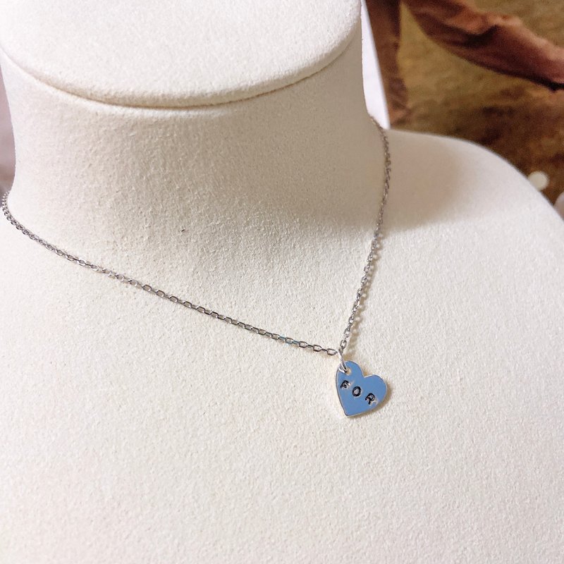 定制化订制刻字 925纯银爱心银项链 手工深刻英文数字图案 - 项链 - 纯银 银色