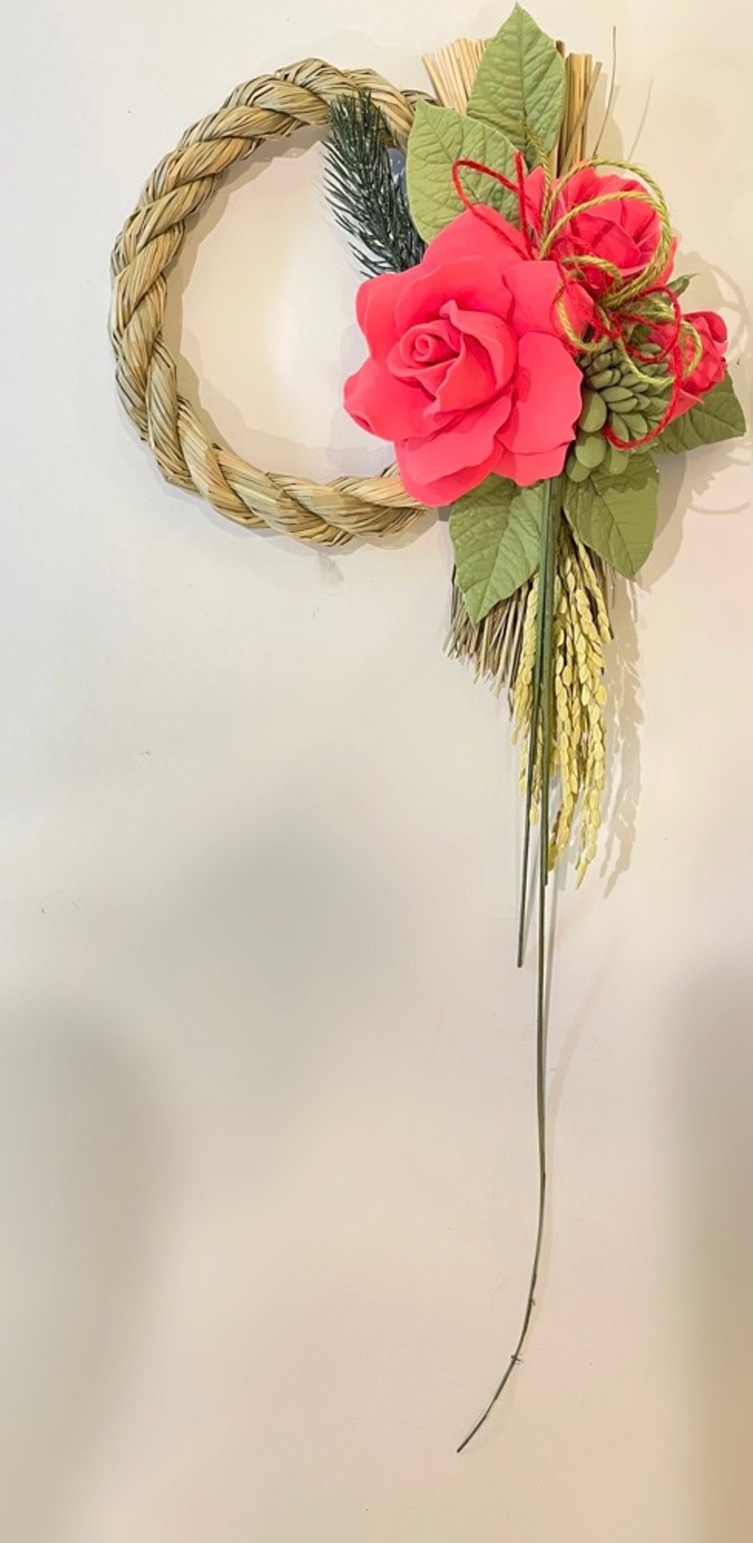 [Clay Art] New Year spelled with eternal flower-Shimenawa decoration decorated with rose - 植栽/盆栽 - 陶 