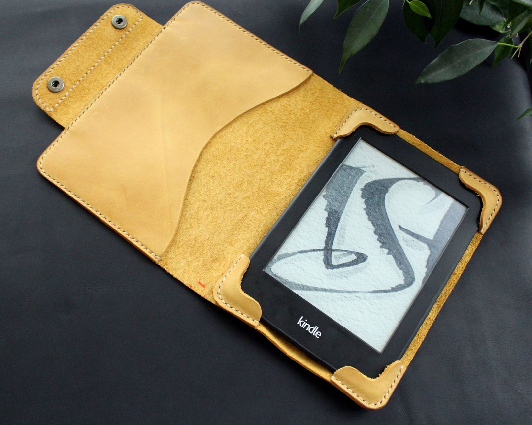 所有 Kindle Paperwhite 11 2021 皮套 黄色 Kindle 保护壳 电子阅读器保护壳 - 平板/电脑保护壳 - 真皮 黄色