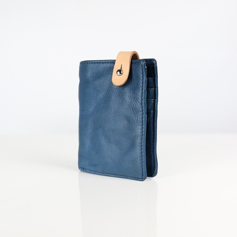 HANDOS 水洗牛皮短夹 (海洋蓝) - 皮夹/钱包 - 真皮 蓝色