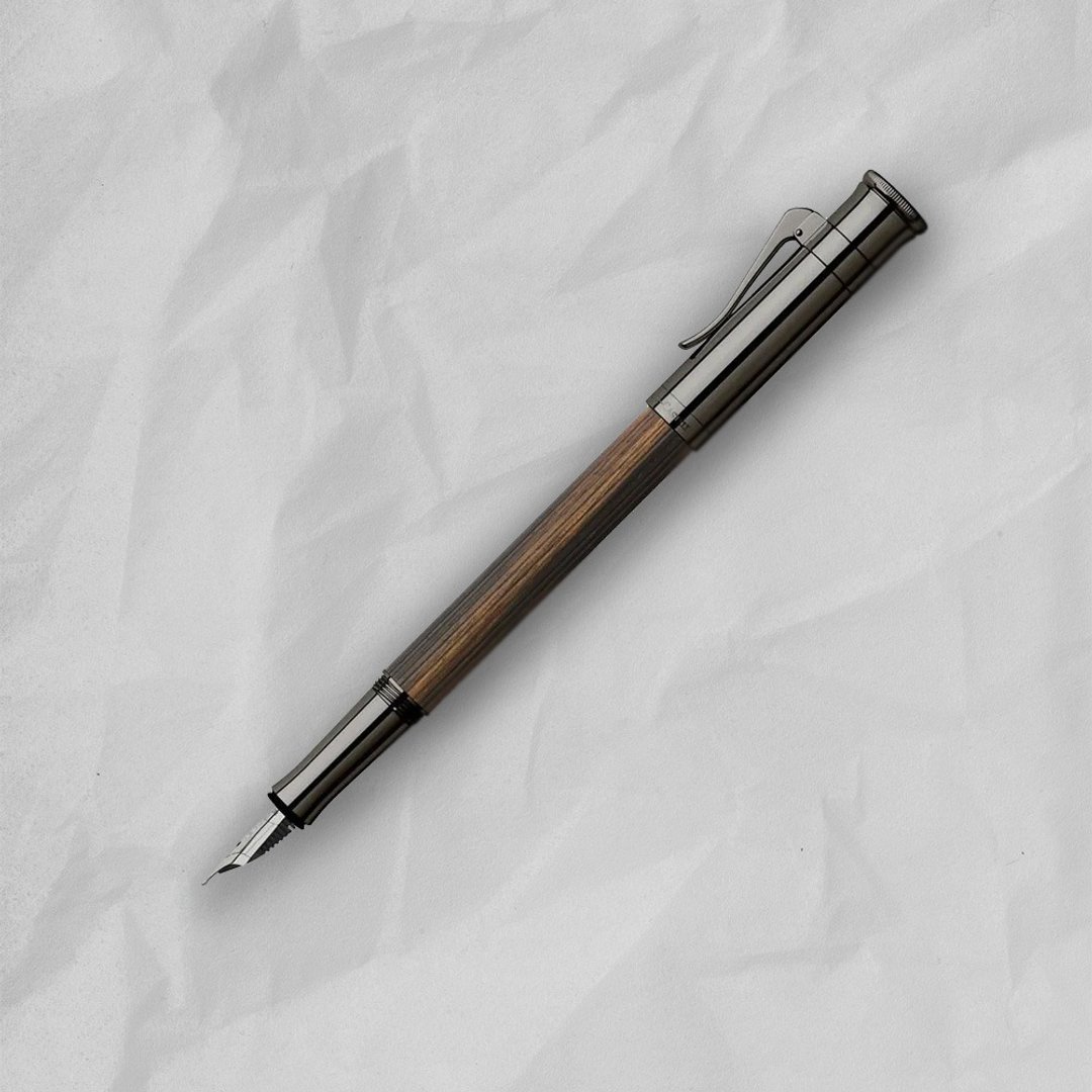 【Graf von Faber-Castell】经典望加锡乌木钢笔-黑色款 EF尖 - 钢笔 - 木头 咖啡色