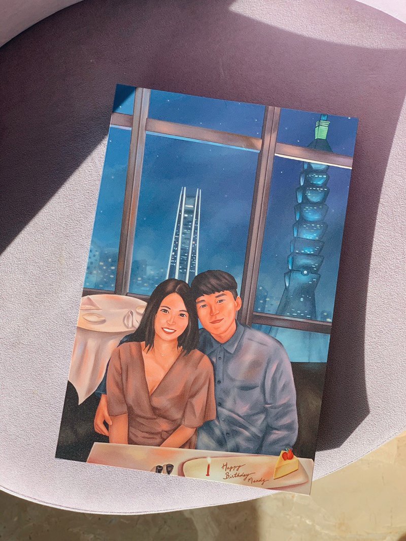 日常似颜绘 | 无框画输出 多种尺寸 定制画像 全家福 生日 纪念日 - 订制画像 - 其他材质 白色