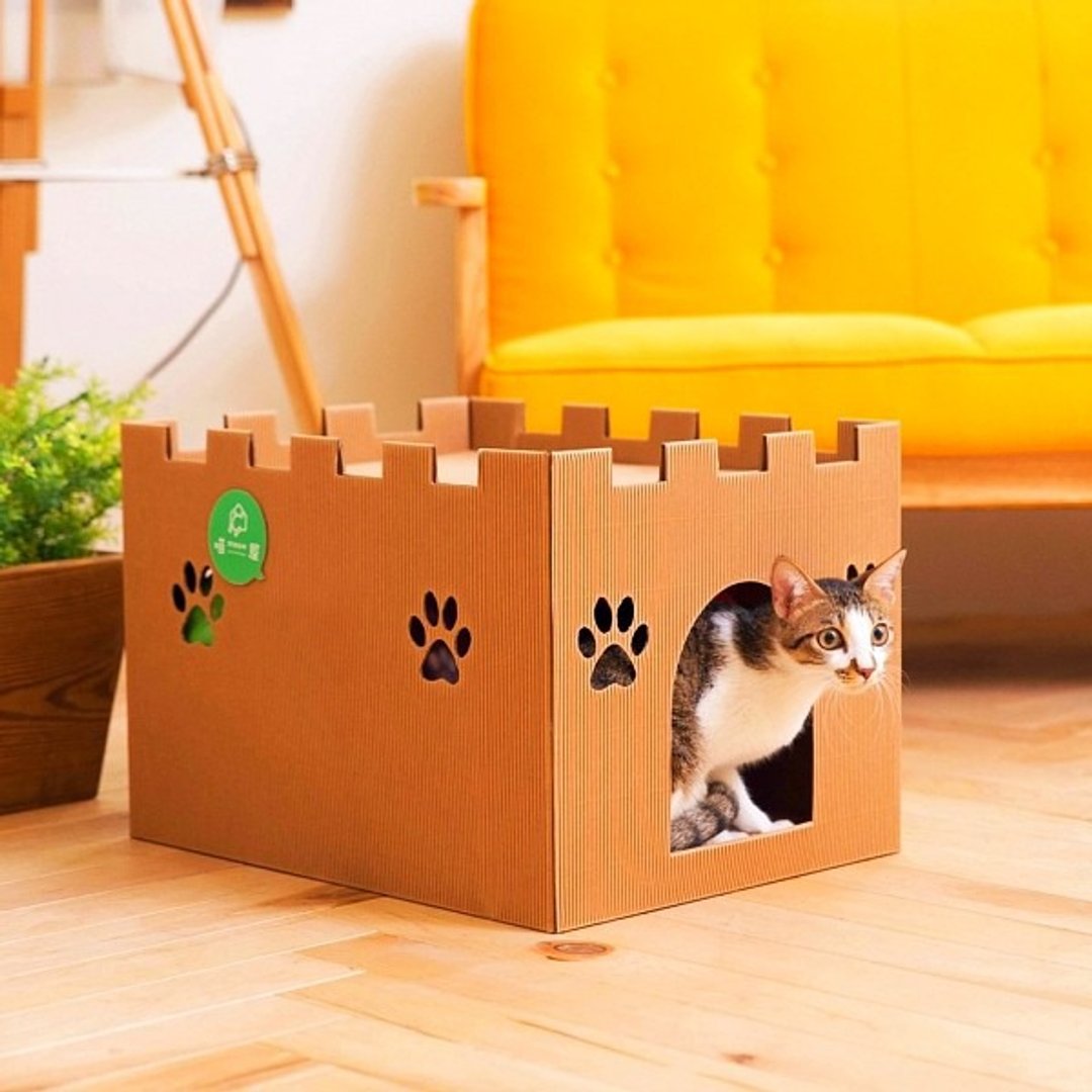 喵屋【城堡猫屋】动手DIY 与喵星人一起华丽转身 进驻城堡 - 床垫/笼子 - 纸 咖啡色