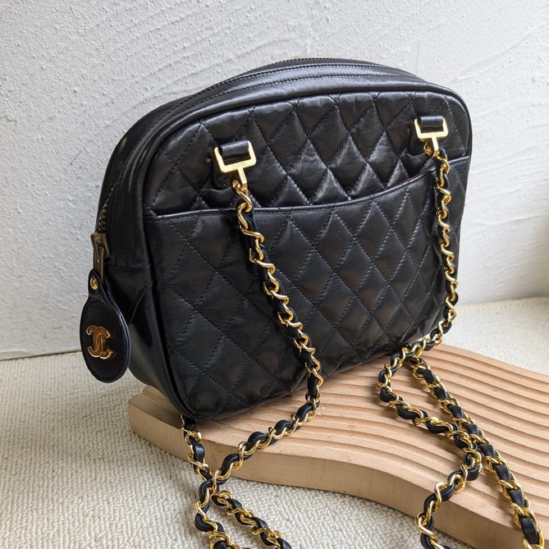 中古Chanel双链相机包 - 侧背包/斜挎包 - 真皮 黑色
