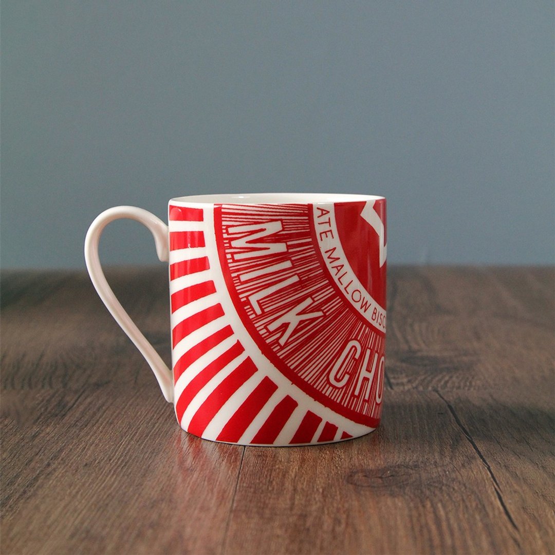 Gillian Kyle 英国 Tunnock's 联名普普风经典手绘下午茶饼干马克杯 - 其他杯子 - 瓷 红色