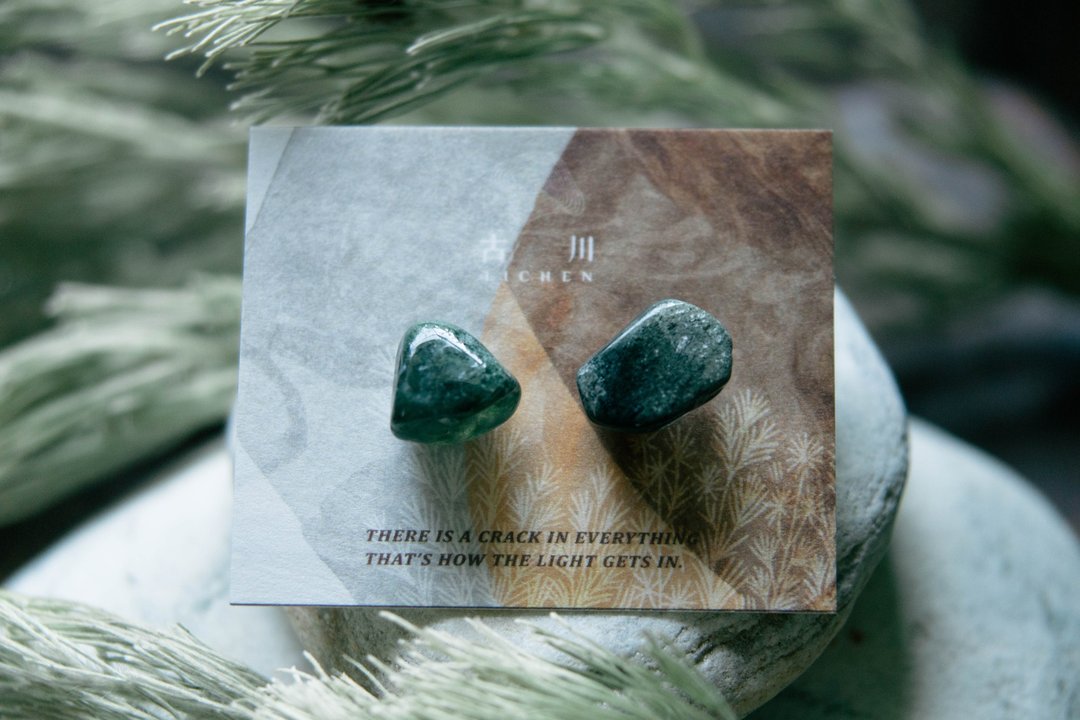 CRACK | 矿物系耳环 |  EARRINGS - 耳环/耳夹 - 玉石 绿色