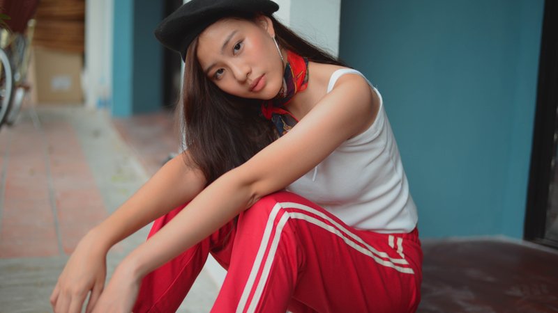 Highestjump pant zip Red-Off white - 女装长裤 - 棉．麻 红色