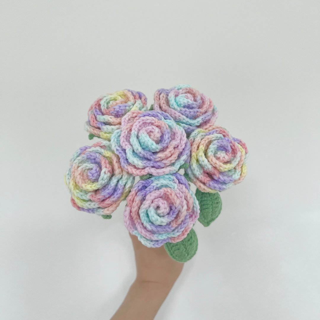 鈎针编织玫瑰花 - 干燥花/捧花 - 棉 多色