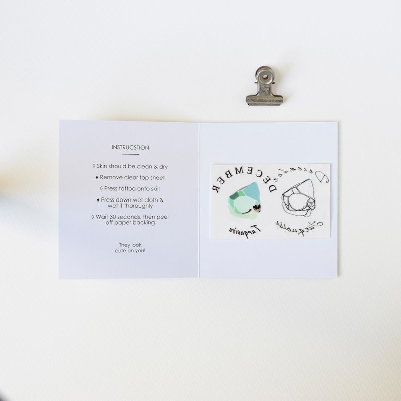 十二月生日石 刺青 纹身贴纸 可定制 - 纹身贴 - 纸 黑色