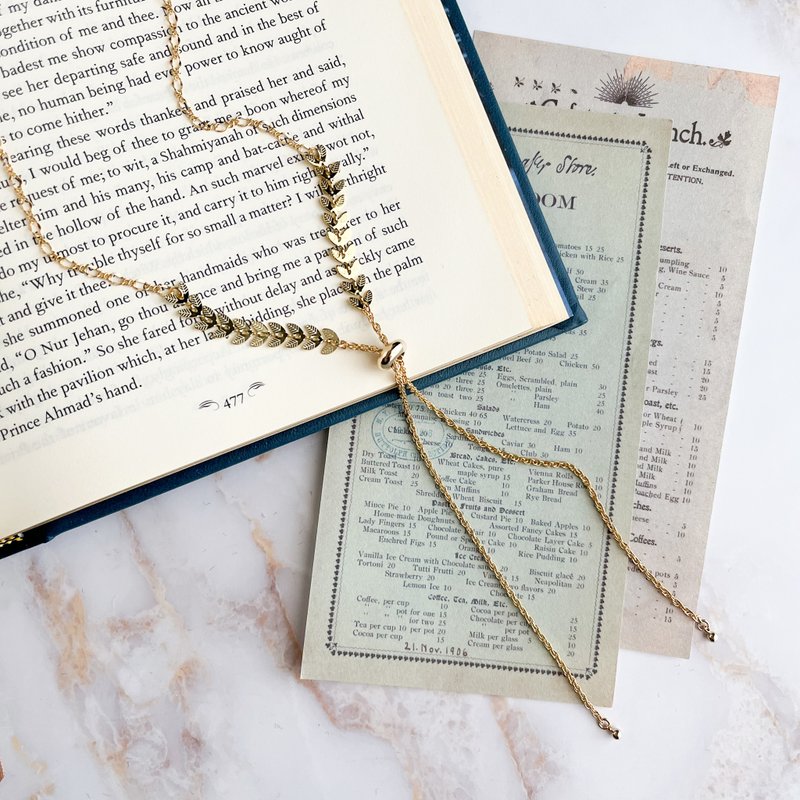 金色 / 叶片链条领带结颈链 SV231G - 项链 - 其他金属 金色