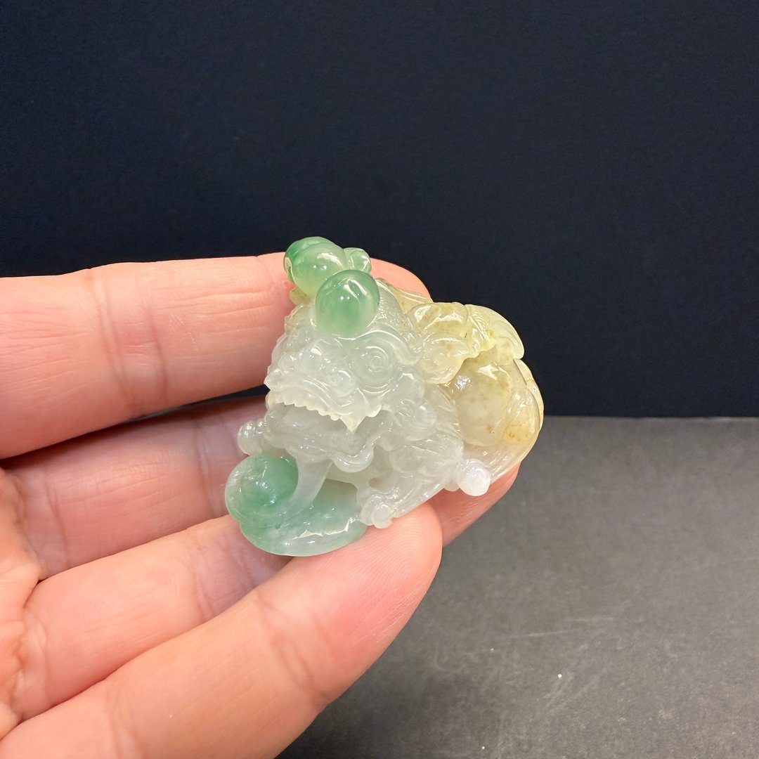 瀚玉珠宝 天然三彩翡翠 冰三彩貔貅摆件 冰种起光绿色抢眼 招财避 - 其他 - 玉石 