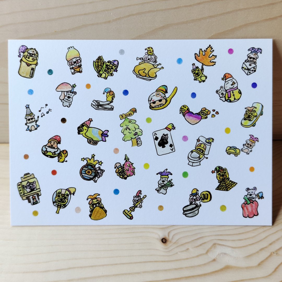 明信片/卡片/插画卡片/生日贺卡 生日快乐每一天 十二月寿星 - 卡片/明信片 - 纸 多色