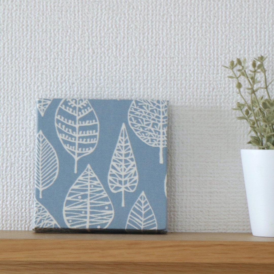 12x12cm Fabric Panel [Line Leaf Light Blue] - 墙贴/壁贴 - 棉 蓝色