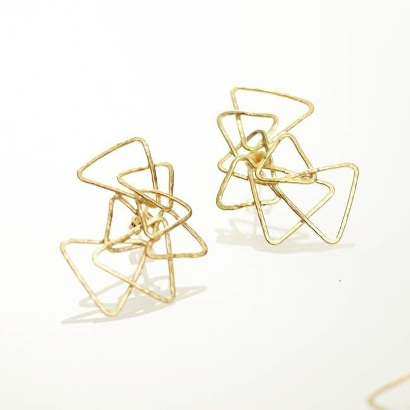 triangle earrings type5 gd [FP235] - 耳环/耳夹 - 铜/黄铜 金色