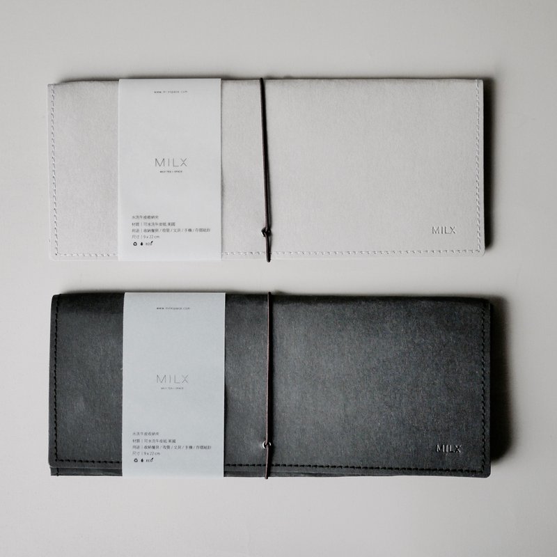 水洗牛皮纸收纳夹 - 环保吸管 - 纸 黑色