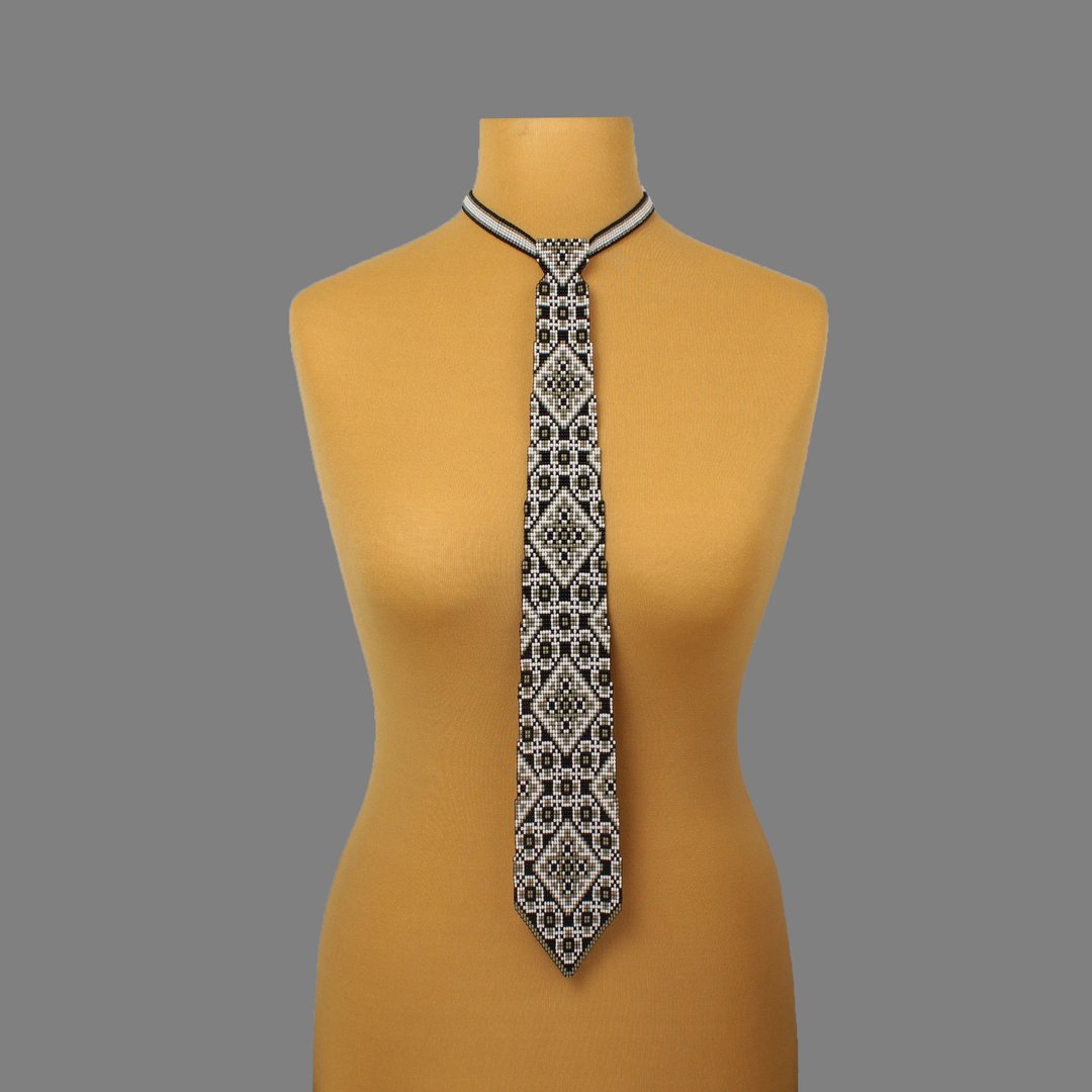 Bead necktie handmade jewelry for women - 领带/领带夹 - 玻璃 灰色